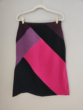 Beautiful Sueded-Feel Colorblock Lined A-Line Skirt Womens Size 6